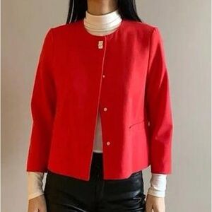 ZARA BASIC orange Suit Jacket Women's Long Sleeve Lined Short Blazer Size L